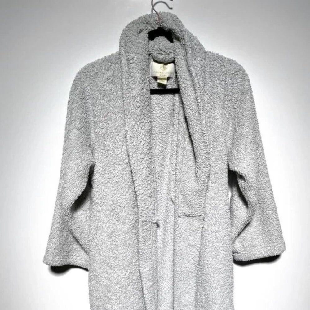 Adrienne Vittadini Unisex Grey Plush Robe One Size Fits‎ All
